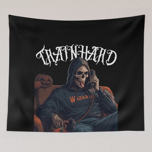 Item preview, Skullman “Wazaaa” Halloween Gym Parody – Funny Horror Fitness Design designed and sold by TrainHardCo.