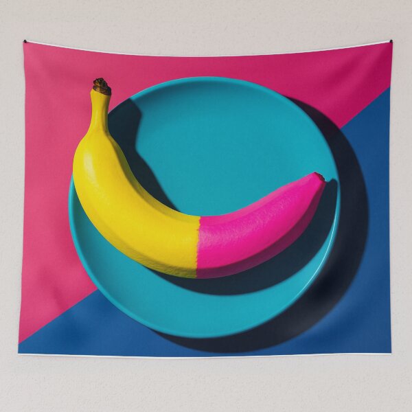 Item preview, Pink Dipped Banana on Teal Plate designed and sold by SassyArtistry.