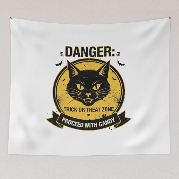 Item preview, DANGER: Black Cat Trick or Treat Zone designed and sold by catlovers2025.