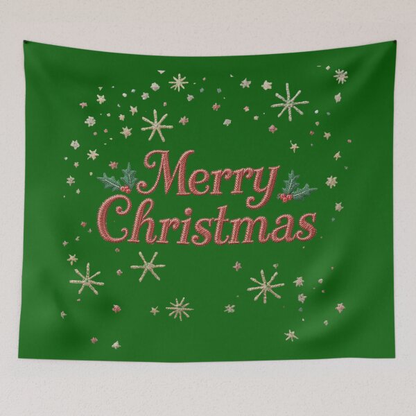 Item preview, Embroidered Merry Christmas T-Shirt - Vintage Knit Holiday Script Tee designed and sold by ZENTIO.