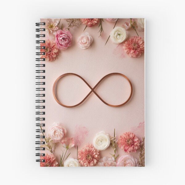Item preview, Rose Gold Infinity Symbol Copper Design with Pink and White Floral Border on Soft Texture Background designed and sold by ModNoy.