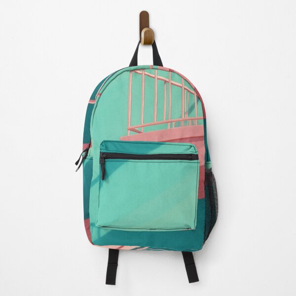 Item preview, Pink Balcony on Teal Wall with Long Shadows designed and sold by SassyArtistry.