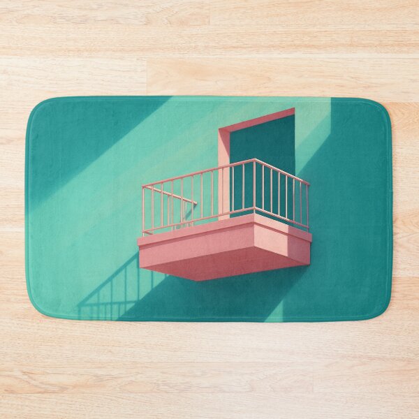 Item preview, Pink Balcony on Teal Wall with Long Shadows designed and sold by SassyArtistry.