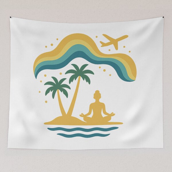 Item preview, Tropical island meditation illustration designed and sold by SassyArtistry.