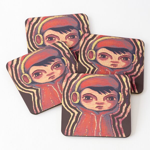 Item preview, Headphones Kid with Red Hoodie Painting designed and sold by HeatherUnderground.