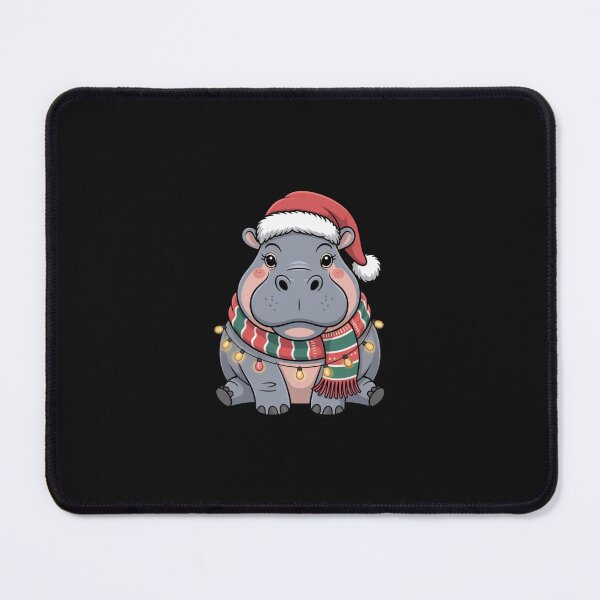 Item preview, Christmas Hippo with Red Scarf and Santa Claus Hat designed and sold by SOUFIANE1991.