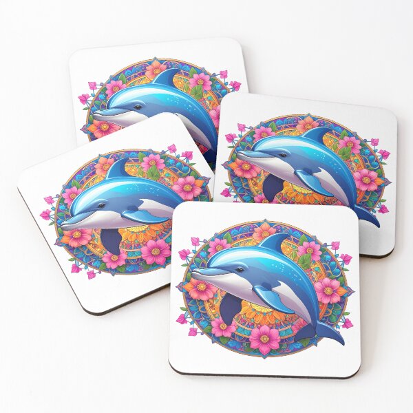 Item preview, Circular Design Boho Floral Dolphin – Colorful Sea-Inspired Art designed and sold by DavidMay.
