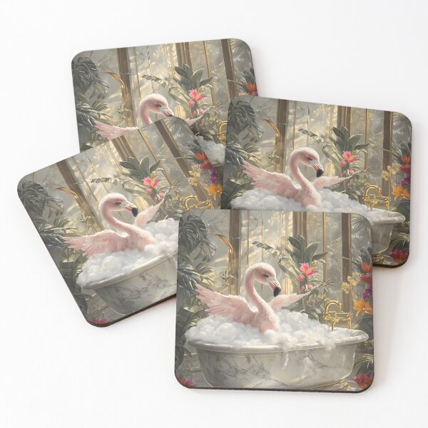 Item preview, Flamingo Bathtub Jungle Spa Art designed and sold by CivilOrangeDesigns.