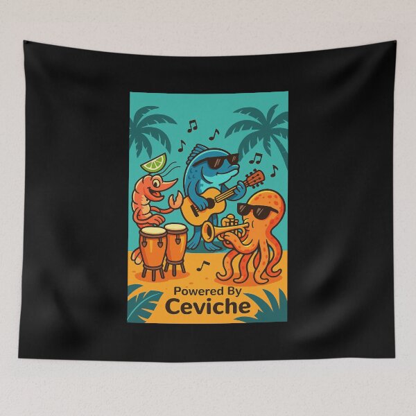 Item preview, Shrimp & Fish Band – Funky Salsa Ceviche designed and sold by Sarcastic designs.