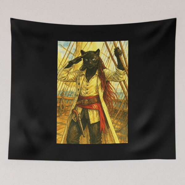 Item preview, Pirate Panther Captain Feline Adventurer at Sea designed and sold by Sarcastic designs.