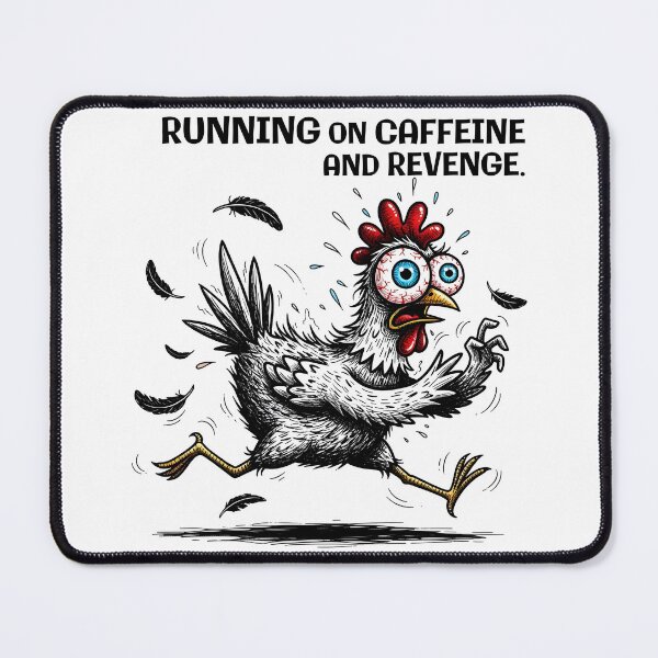 Item preview, Running on Caffeine and Revenge Funny Chicken Illustration designed and sold by GrumpyCrudly.