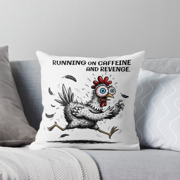 Item preview, Running on Caffeine and Revenge Funny Chicken Illustration designed and sold by GrumpyCrudly.