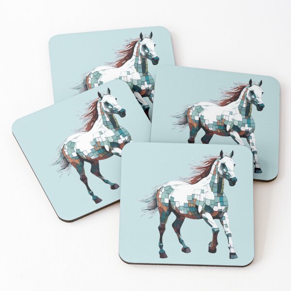 Item preview, white horse mosaic designed and sold by designmari.