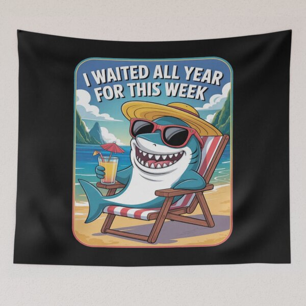 Item preview, i waited all year for this week meme funny shark lover ocean designed and sold by Vastingan.