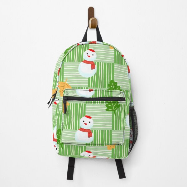 Item preview, Cute Snowman and Leaf Seamless Pattern on Green Background designed and sold by Aom Road.