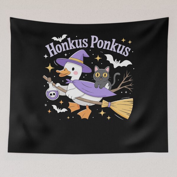 Item preview, Honkus Ponkus Witch Goose and Black Cat Halloween Chaos designed and sold by AScribbler0.