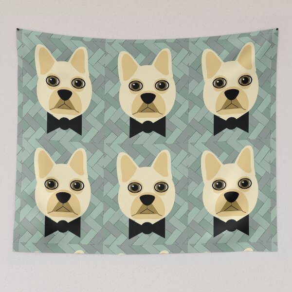 Item preview, French bulldog green herringbone designed and sold by Mountain-Point.