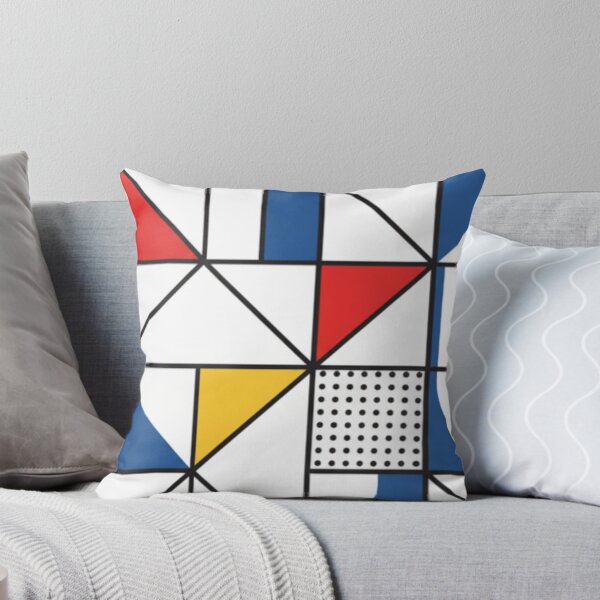 Item preview, Modern Bauhaus Minimalist Geometric Pattern | Playful Abstract Design Mondrian White Primary Colors De Stijl designed and sold by DibuHumor.