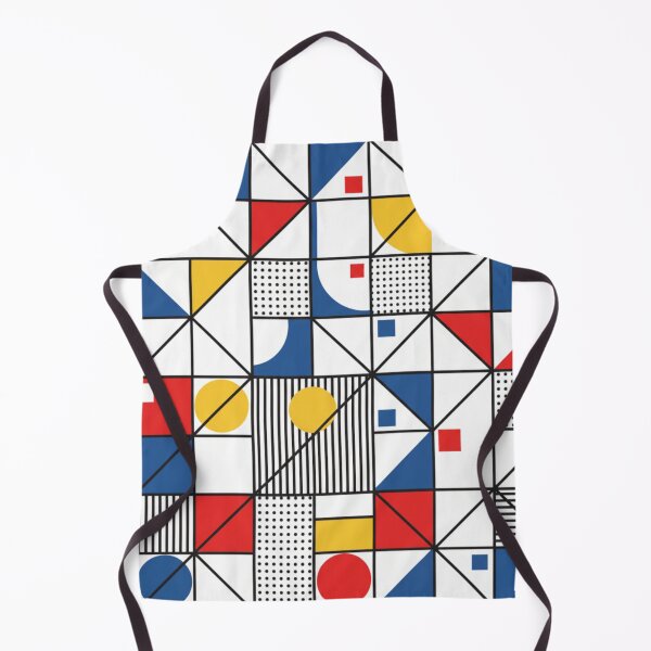 Item preview, Modern Bauhaus Minimalist Geometric Pattern | Playful Abstract Design Mondrian White Primary Colors De Stijl designed and sold by DibuHumor.