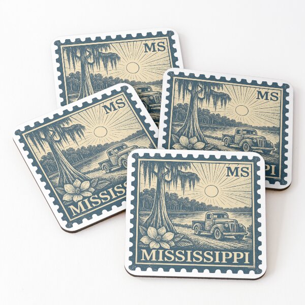 Item preview, Mississippi Classic Truck Stamp, Vintage Bayou and Magnolia Art designed and sold by Automotive Art by Greg.