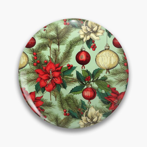 Item preview, Vintage Christmas Poinsettias And Antique Xmas Ornaments Pattern designed and sold by DEC02.