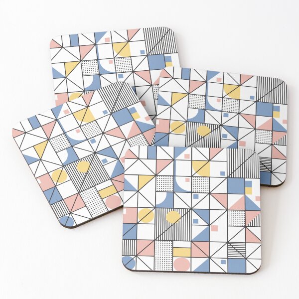 Item preview, Soft Geometric Pattern Memphis Style 80s | Abstract Pastel Pink Blue Vintage Retrowave Grid Design designed and sold by DibuHumor.