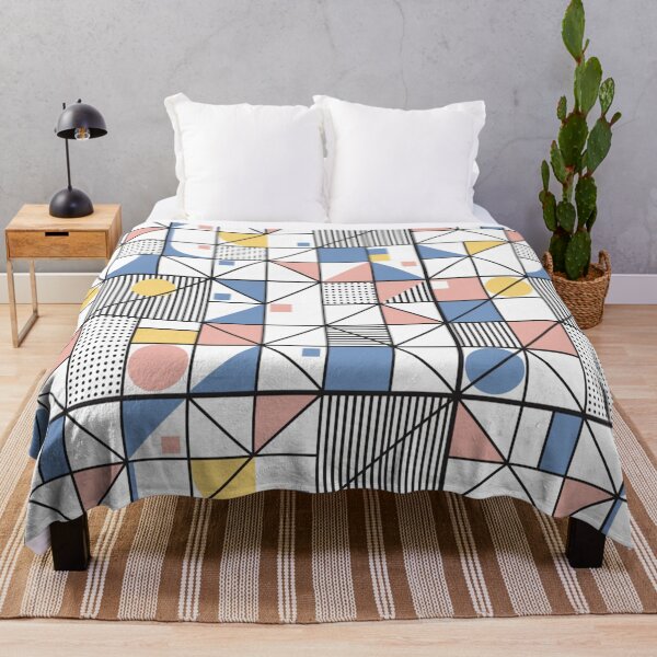 Item preview, Soft Geometric Pattern Memphis Style 80s | Abstract Pastel Pink Blue Vintage Retrowave Grid Design designed and sold by DibuHumor.