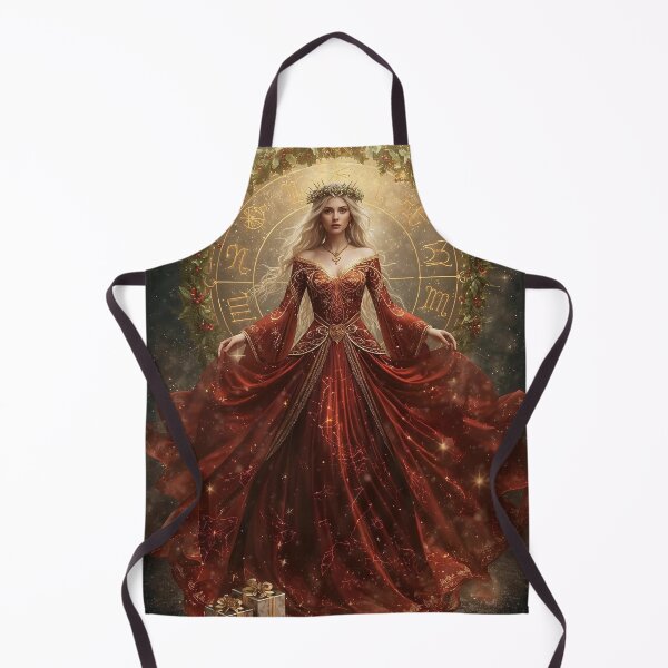 Item preview, Winter Solstice Zodiac Goddess - Red Gold Celestial Astrology Portrait designed and sold by MissSaylor.