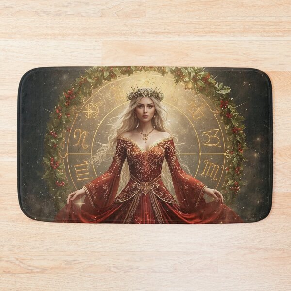 Item preview, Winter Solstice Zodiac Goddess - Red Gold Celestial Astrology Portrait designed and sold by MissSaylor.