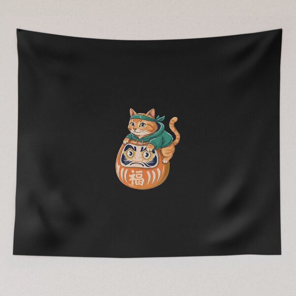 Item preview, Funny Orange Cat Japanese Costume Daruma Doll Japan Mom Dad designed and sold by cawtoon.