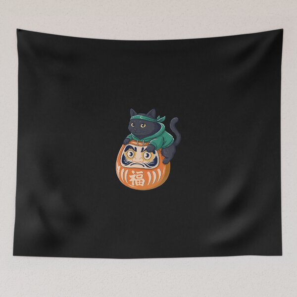 Item preview, Funny Black Cat Japanese Costume Daruma Doll Japan Mom Dad designed and sold by cawtoon.
