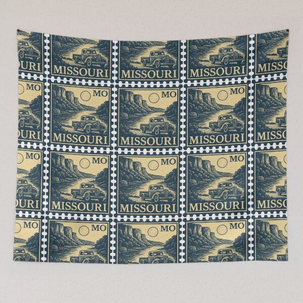 Item preview, Missouri Classic Truck Stamp – Vintage River Bluffs Americana Art designed and sold by Automotive Art by Greg.