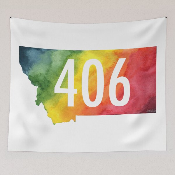 Item preview, 406 Montana – Rainbow Watercolor State Art designed and sold by CrookedThistleStudio.