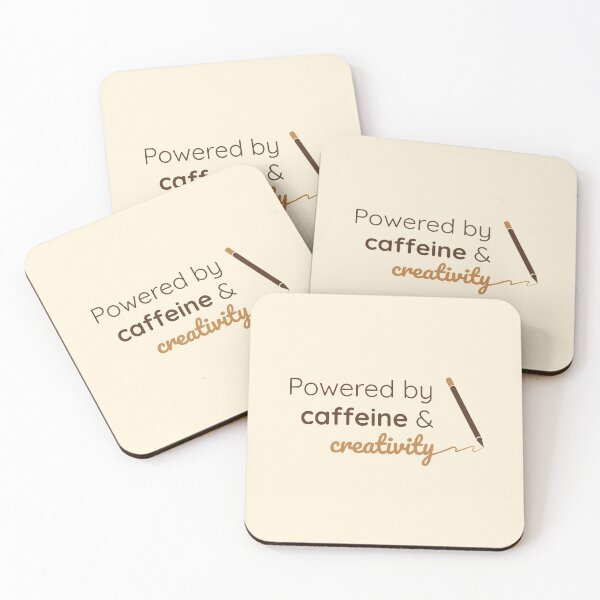 Item preview, Powered by Caffeine and Creativity – Designer Life Quote designed and sold by mochastudio.