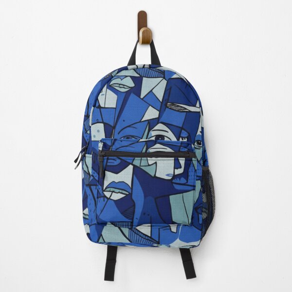 Item preview, Cubist Pattern Blue Faces Avant-garde | Modern Abstract Design Picasso Style Monochromatic Fragmented Portrait designed and sold by DibuHumor.