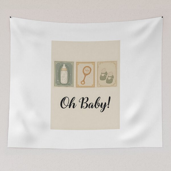 Item preview, Oh Baby! Vintage Postage Stamp Gender Neutral Baby Shower Greeting Card designed and sold by FestivityFinds.