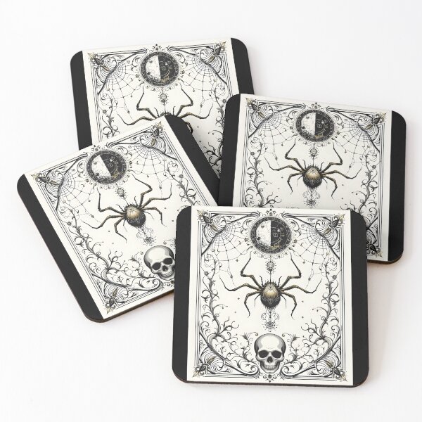 Item preview, Gothic Art Nouveau Spider and Skull Celestial Moon Notebook designed and sold by FestivityFinds.