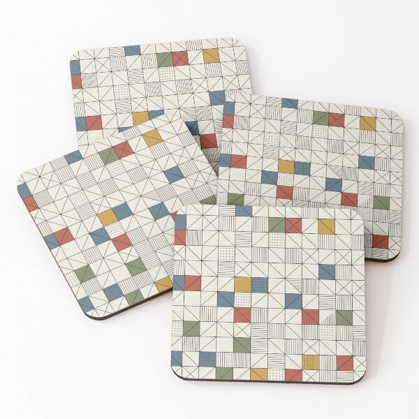 Item preview, Minimalist Pattern, Bauhaus Geometric Textures | Mid-Century Grid Graphic Design, Muted Earth Tones, Linen designed and sold by DibuHumor.