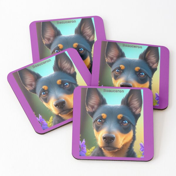 Item preview, Close-Up Portrait of a Beauceron Dog Surrounded by Colorful Flowers designed and sold by KJ-Books.