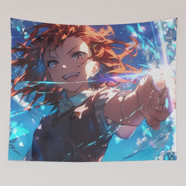 Item preview, Misaka Mikoto Certain Serene Nadeko Sengoku Bakemonogatari Sunset Golden Sky Gentle Anime Girl Atmosphere designed and sold by HumbertoValveno.