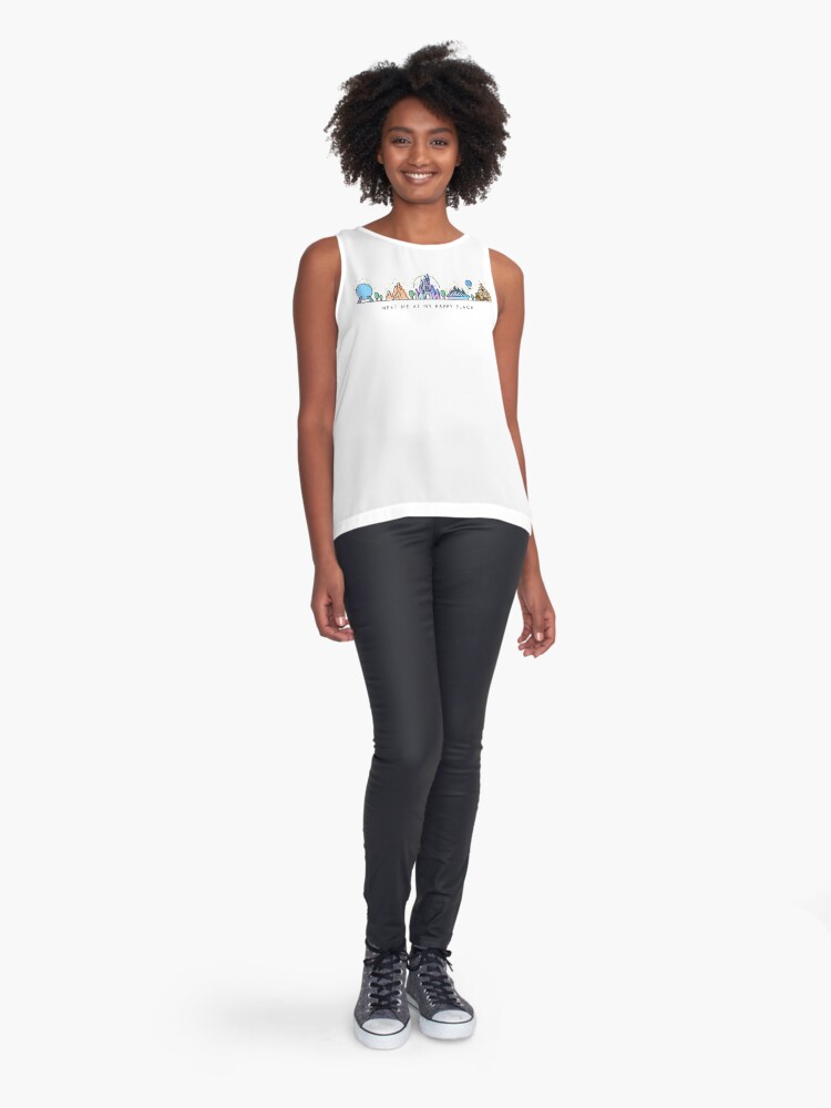 Thumbnail 3 of 6, Sleeveless Top, Meet me at my Happy Place Vector Orlando Theme Park Illustration Design designed and sold by tachadesigns.