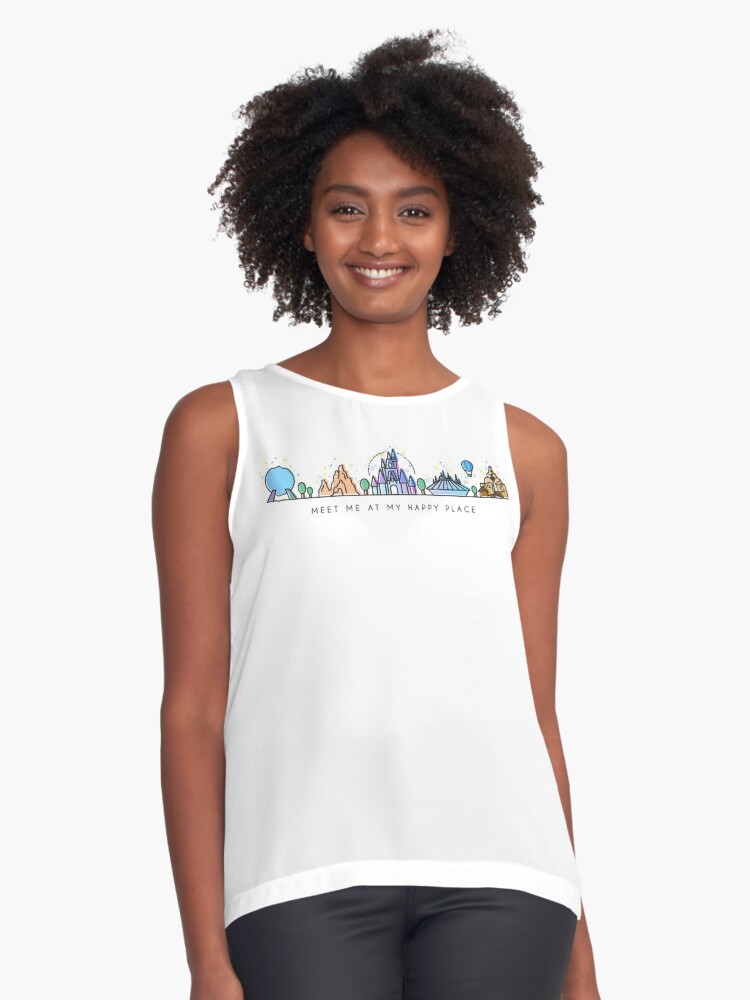 Thumbnail 1 of 6, Sleeveless Top, Meet me at my Happy Place Vector Orlando Theme Park Illustration Design designed and sold by tachadesigns.