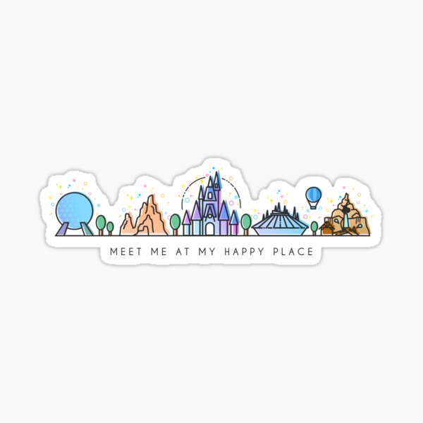 Meet me at my Happy Place Vector Orlando Theme Park Illustration Design Sticker