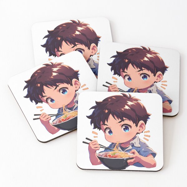 Item preview, Neon Genesis Shinji Ikari Evangelion Anime Chibi Ramen Blue Shirt designed and sold by Raslbazola.