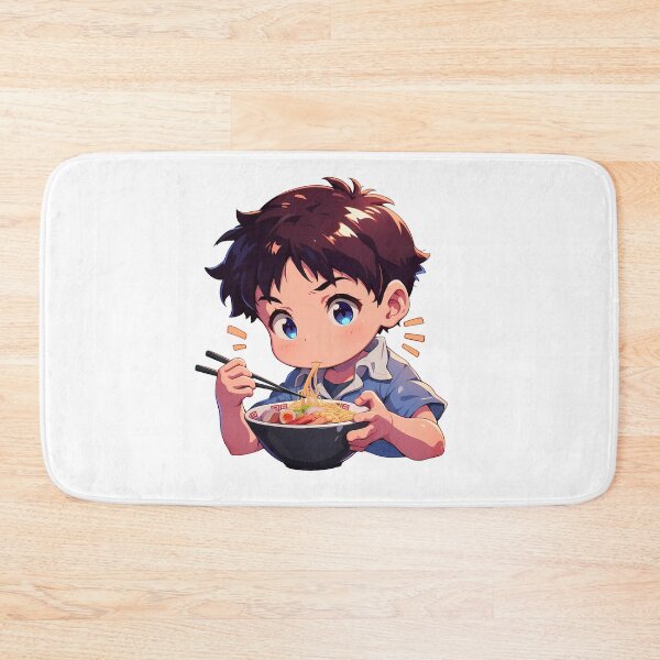 Item preview, Neon Genesis Shinji Ikari Evangelion Anime Chibi Ramen Blue Shirt designed and sold by Raslbazola.
