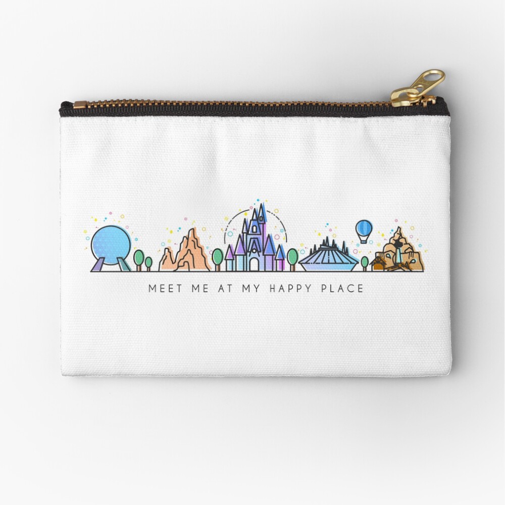 Meet me at my Happy Place Vector Orlando Theme Park Illustration Design Zipper Pouch