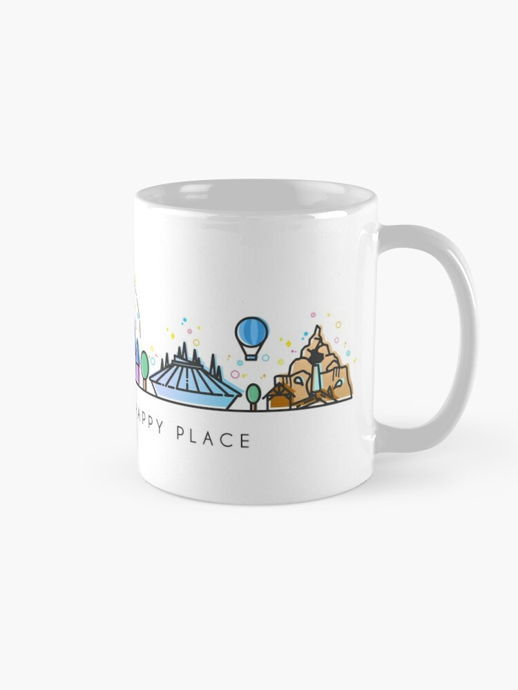 Thumbnail 5 of 6, Coffee Mug, Meet me at my Happy Place Vector Orlando Theme Park Illustration Design designed and sold by tachadesigns.