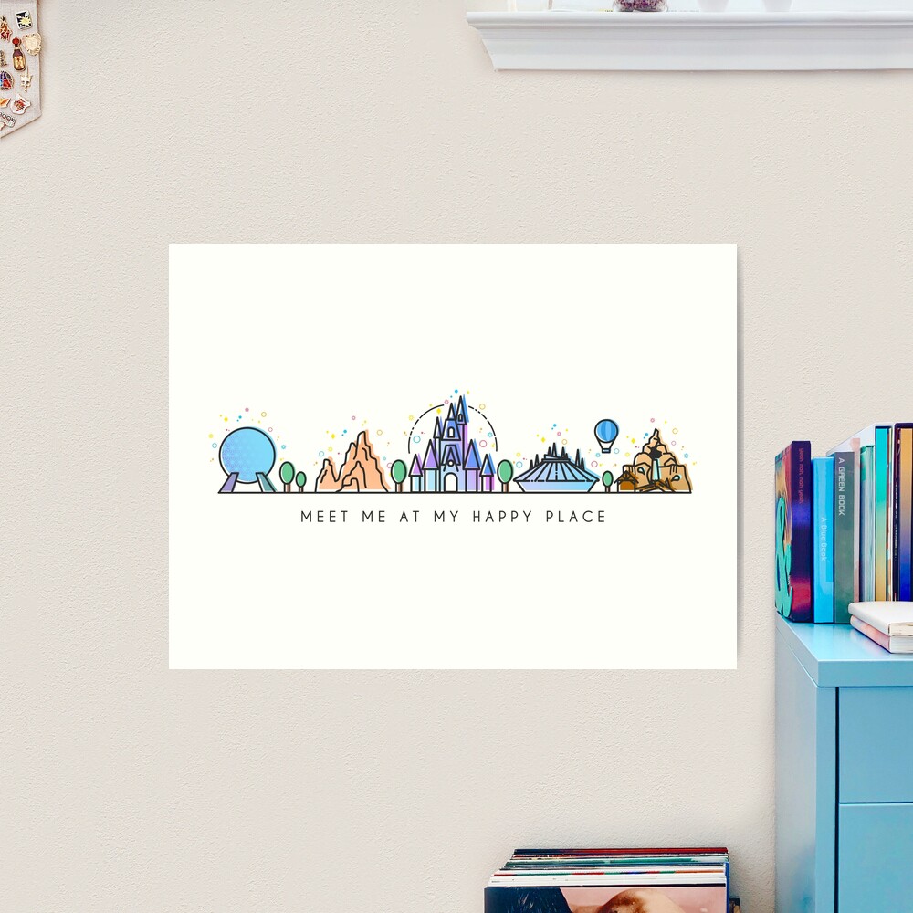 Meet me at my Happy Place Vector Orlando Theme Park Illustration Design Art  Print for Sale by tachadesigns