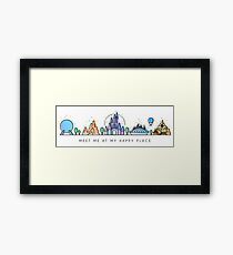 Meet me at my Happy Place Vector Orlando Theme Park Illustration Design Framed Print
