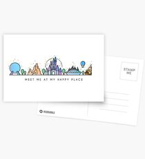 Rencontrez-moi à mon Happy Place Vector Orlando Theme Park Illustration Design Cartes postales